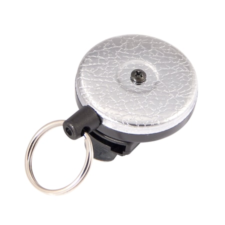 Key-Bak Original Series Spinner Back , Chrome Front, 48 in. Cord, Removable Rotating Belt Clip, Split Ring End 0484-802